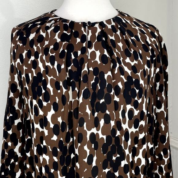 Tory Burch Size 8 Top 100% Silk Polka Dot Popover Blouse Career Classic Neutral - Picture 4 of 16